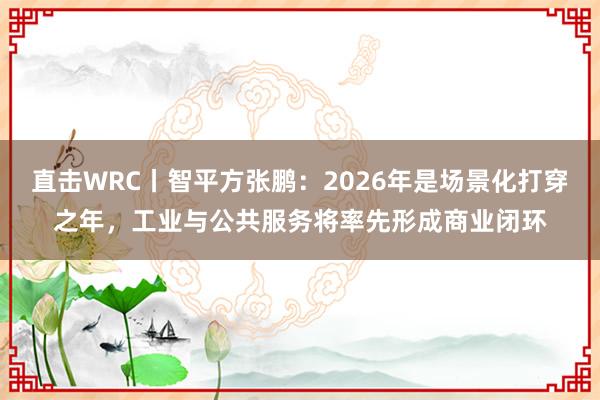 直击WRC丨智平方张鹏：2026年是场景化打穿之年，工业与公共服务将率先形成商业闭环