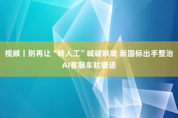 视频丨别再让“转人工”喊破喉咙 新国标出手整治AI客服车轱辘话