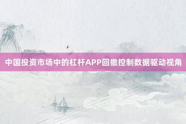 中国投资市场中的杠杆APP回撤控制数据驱动视角