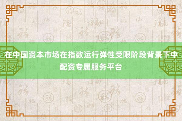 在中国资本市场在指数运行弹性受限阶段背景下中配资专属服务平台