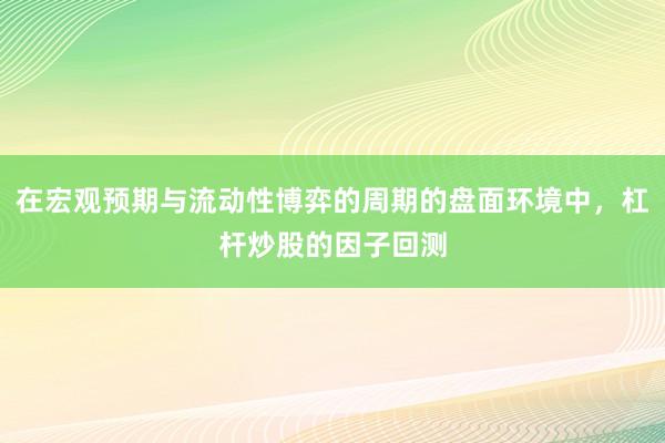 在宏观预期与流动性博弈的周期的盘面环境中，杠杆炒股的因子回测