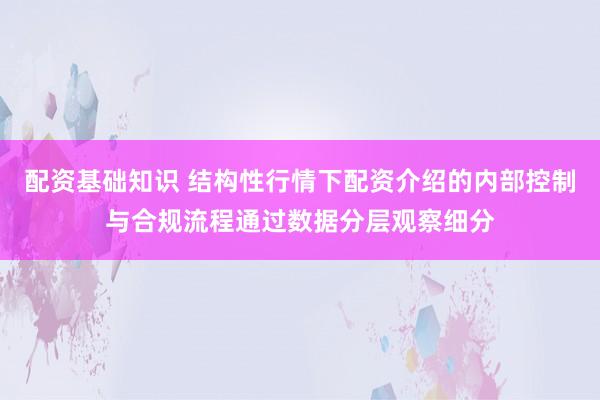 配资基础知识 结构性行情下配资介绍的内部控制与合规流程通过数据分层观察细分