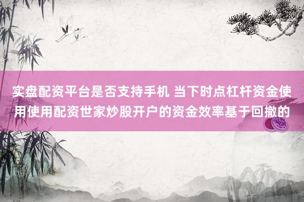 实盘配资平台是否支持手机 当下时点杠杆资金使用使用配资世家炒股开户的资金效率基于回撤的