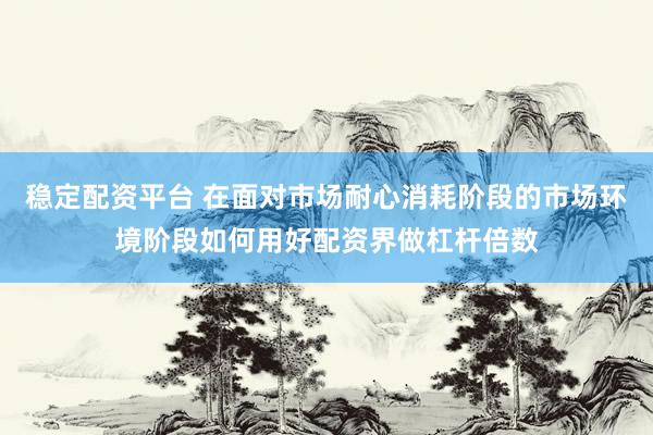稳定配资平台 在面对市场耐心消耗阶段的市场环境阶段如何用好配资界做杠杆倍数
