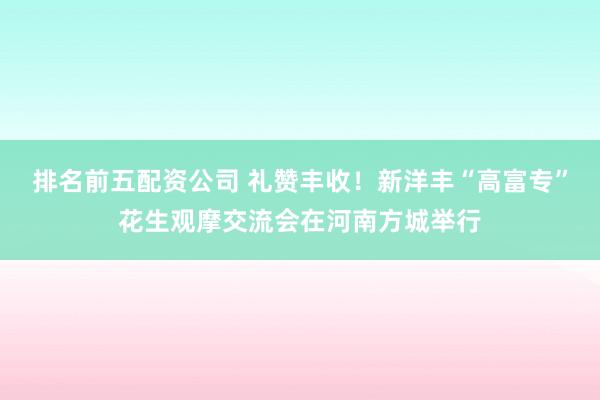 排名前五配资公司 礼赞丰收！新洋丰“高富专”花生观摩交流会在河南方城举行
