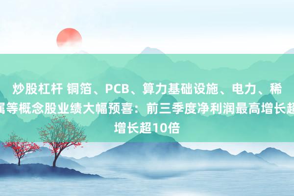 炒股杠杆 铜箔、PCB、算力基础设施、电力、稀有金属等概念股业绩大幅预喜:前三季度净利润最高增长超10倍